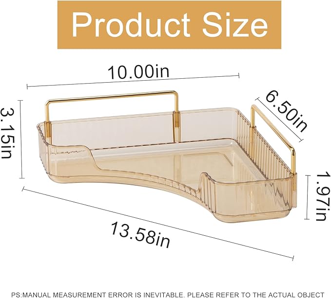 INVSSENE Corner Bathroom Countertop Organizer, Vanity Organizer Trays for Counter, Makeup Organizers, Perfume Tray, Skincare Shelf Storage Gifts for Women Girl Student (Yellow, 1 Tier)