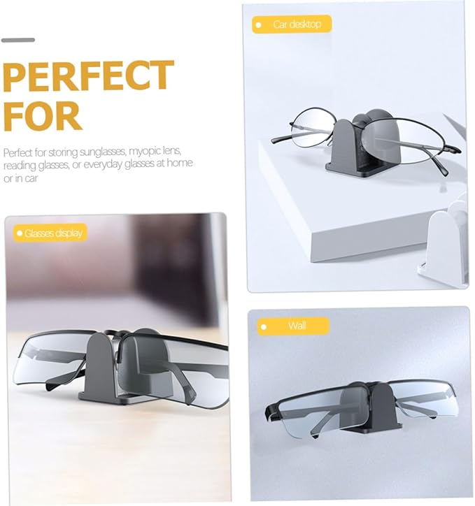Angoily 2pcs Wall-Mounted Eyeglasses Bracket and Desktop Sunglasses Storage Stand Holder for Car and Home, Black Eyewear Organizer Rack