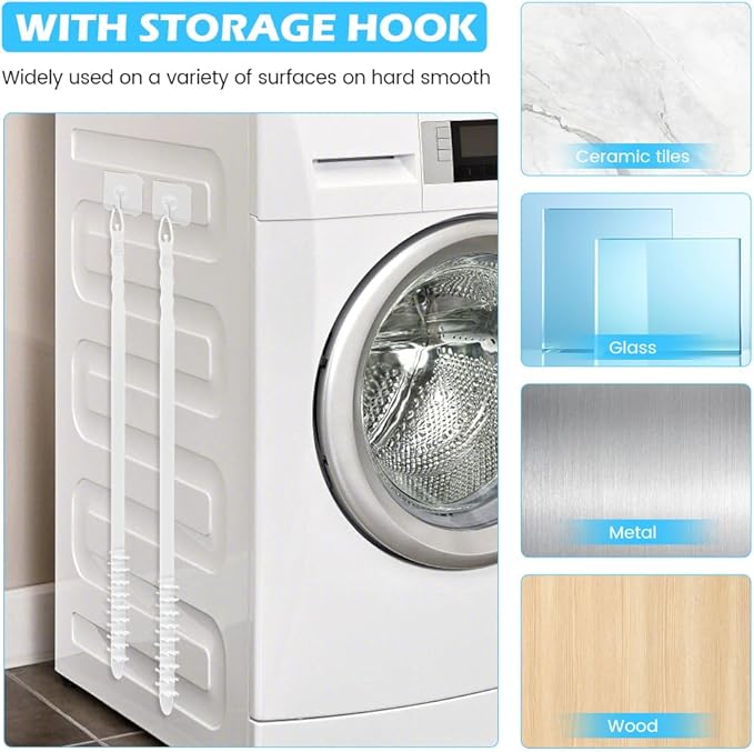2PCS Washing Machine Cleaning Brush,Rolling Washing Machine Cleaning Brush,Washing Machine Cleaner Front Loader,Washing Machine Cleaning Tools with Storage Hook(23.23x5.51x1.38inch)