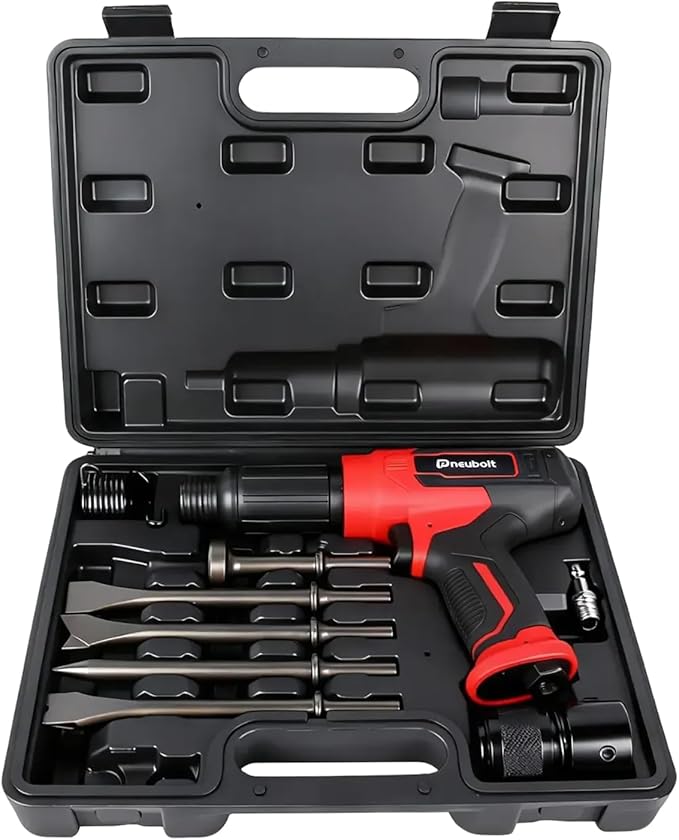 Air Hammer Kit with 4-Piece Chisel Set & Case, 2500 BPM Pneumatic Hammer Set for Automotive Repair, Metal Working, Rust Removal & Home Garage