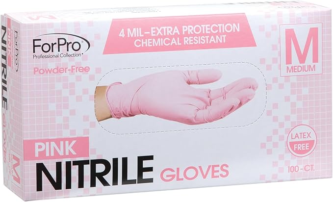 ForPro Disposable Nitrile Gloves, Chemical Resistant, Powder-Free, Latex-Free, Non-Sterile, Food Safe, 4 Mil
