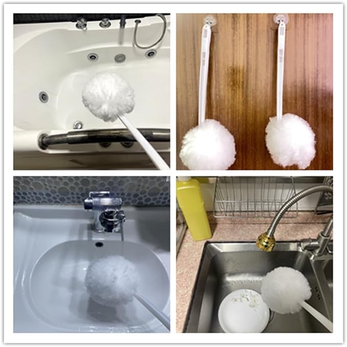 Bowl Brush Toilet Cleaning Brush Set Soft Polyester Head 15x5 inches White (12Pack)