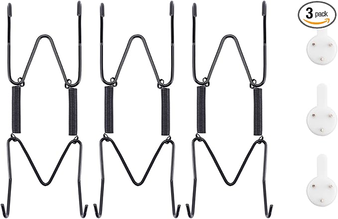 Bilillo 3 Pack Plate Hangers for The Wall, Suitable for 4''-5'' Decorative Plate,Invisible Heavy Duty Wire Plate Holder with Wall Hooks, Plate Hangers for Displaying Plates, Platter, Dish (Black)
