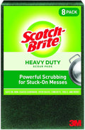 Scotch-Brite Heavy Duty Scouring Pad, Dish Scrubber for Kitchen + Outdoor, 8 Scrub Pads for Uncoated Pots and Pans, Cast Iron Cooktops, Grill Grates, Oven Racks, & BBQ, Durable, Long-Lasting