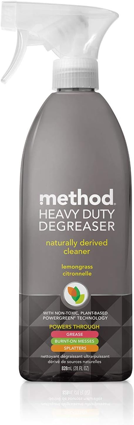 Method Heavy Duty Degreaser, Lemongrass Scent, Oven Cleaner & Stove Top Cleaner, 28 Oz Spray Bottle,(Packaging may vary) (Pack of 2)