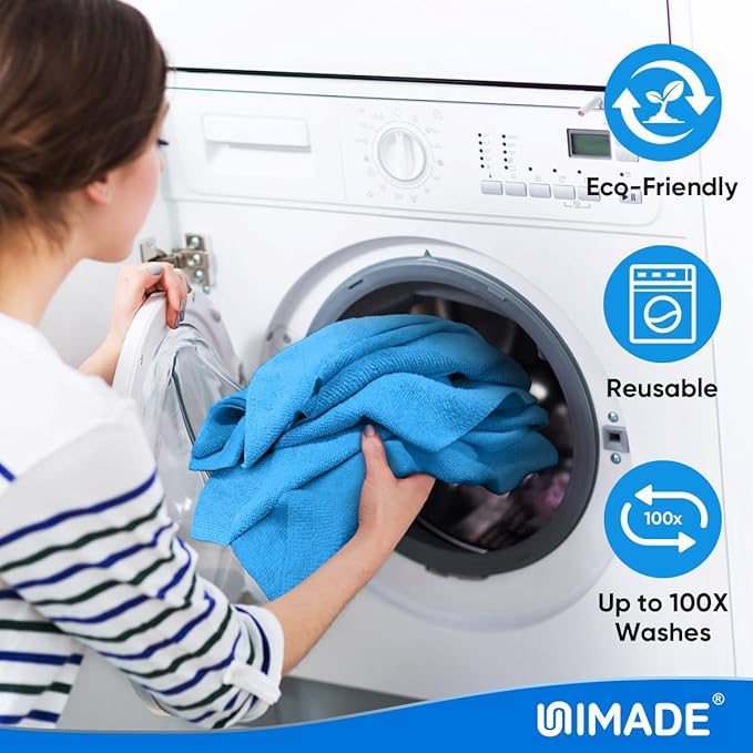 Microfiber Cleaning Cloth, 20 Pack Reusable Microfiber Towels for Cars Lint Free Cleaning Shop Towel Rags for Home Kitchen Automotive Bar Mechanic Restaurant Garage, 11.5"x 11.5", Blue