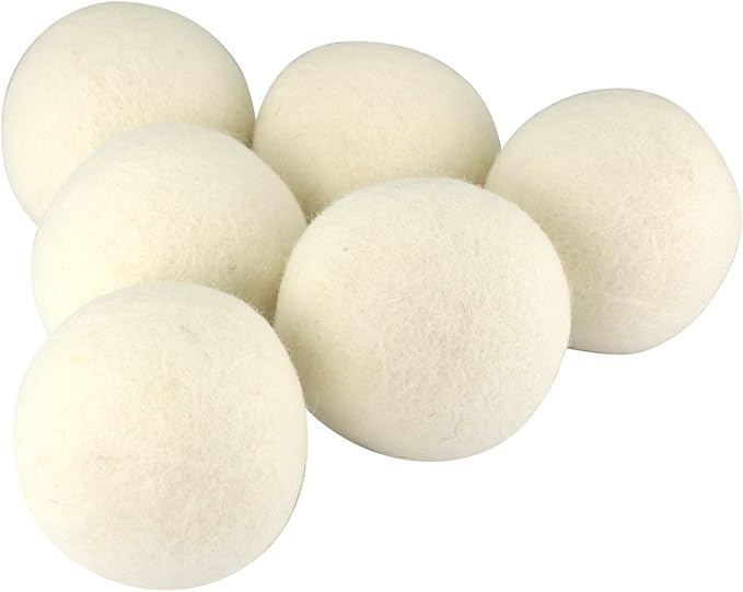 Total Vision's Soft Wool Dryer Balls (6-Pack) - Reusable Natural Fabric Softener
