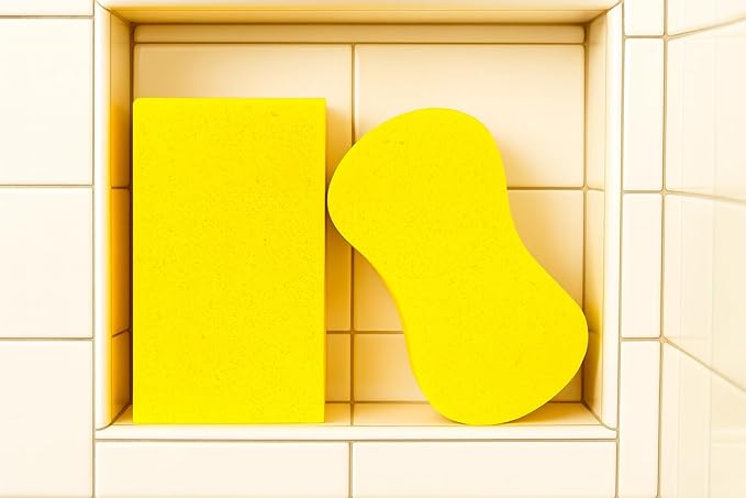 Multi-Purpose Sponges for Cleaning - Yellow 4 Pack, Large Sponges for Car Washing, Tile & Grout, All Purpose Cleaning