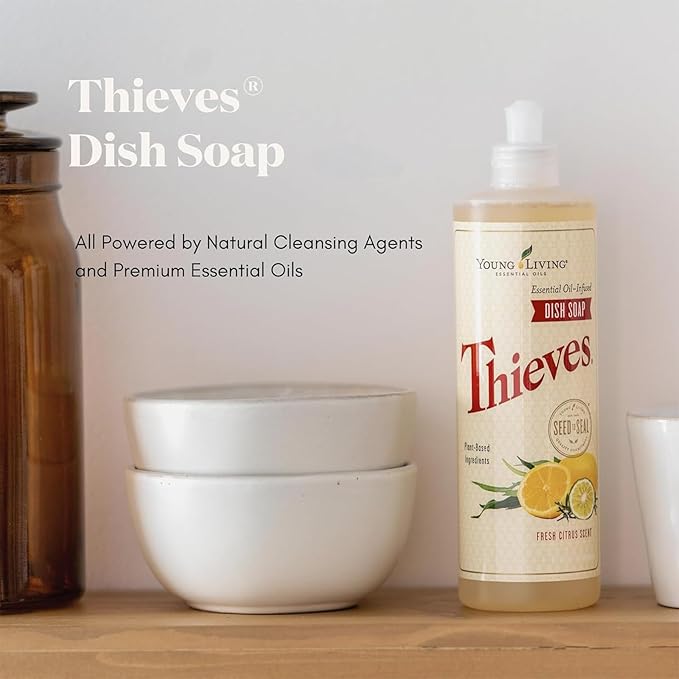 Young Living Thieves Dish Soap | 16 oz | Plant Based Dishwashing Liquid | Formulated with Lemon, Premium Essential Oils, and Water | Gentle on Hands | Ideal for Cleaning Dishes | 1 Pack