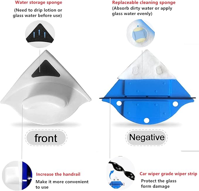 Magnetic Window Cleaner Tool Glass Wiper, Double Sided Window Cleaner Windows Cleaning Brush for High-Rise Household Cleaning Windows Thickness 0.1''-0.4'' (5-7mm)