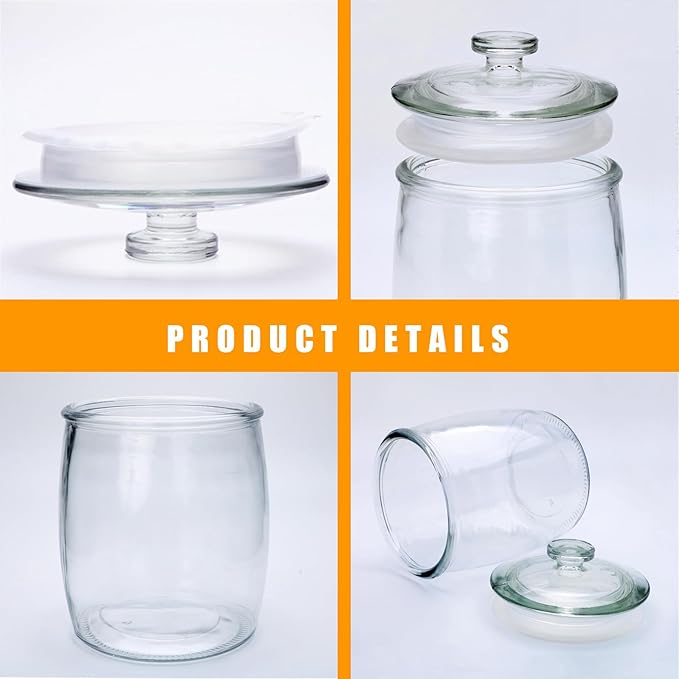 Maredash 1/2 Gallon glass jars, Cookie Jar & Candy Jar with Lid, Large Food Storage Container,glass jar with lid for Buffet, Coffee & Flour, Laundry Room Storage & Pantry 2pcs