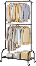 Wiracks Clothes Rack Double Hanging Clothes Rack Clothing Rack Garment Rack 130LBS Capacity 34.5" W X15.8 D X 79" H Rolling Clothes Racks for Hanging Cothes with Bottom Shelf