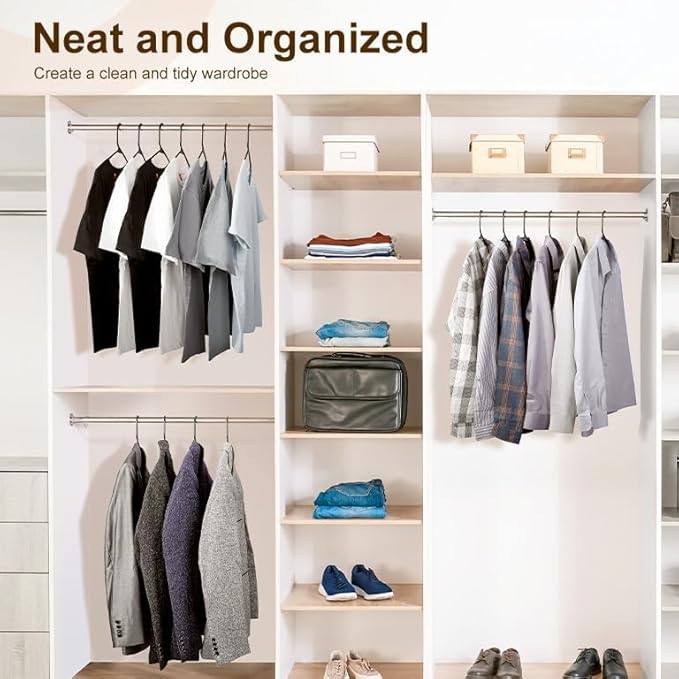 HOUSE DAY Black Plastic Hangers 30 Pack, Plastic Clothes Hangers with Built-in Strap Hooks, Space Saving Slim Hanger for Closet Organizers and Storage, Durable Clothing Hanger for Shirts Blouses Tops