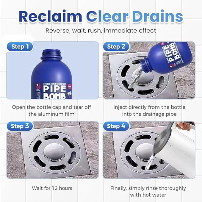 Drain Cleaner, 2026 Powerful Drain Opener for Kitchen Sink, Professional Unclogging, Unclog drains, clog remover, Shower, Tub, Compatible with All Pipe (1pcs)