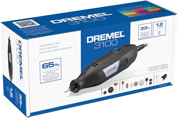 Dremel 3100-1/15 Variable Speed Rotary Tool Kit- 1 Attachment and 15 Accessories, Ideal for a Variety of Crafting and DIY Projects- Cutting, Sanding, Grinding, Polishing, Drilling, and Engraving