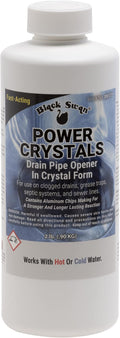 Black Swan 09177 Power Crystals Drain Opener, 2 lbs (32 oz) - Heavy Duty Crystal Formula for Cleaning Clogged Drain Pipes Due to Grease, Food Scraps - Safe for Plumbing & Septic Systems