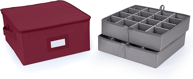 Covermates Keepsakes - Adjustable Zip-Top Storage Box - Configurable FlexGrid Compartments - Heavy Duty Polyester- Reinforced Handles - Stackable Design - Indoor Storage, Scarlett Red