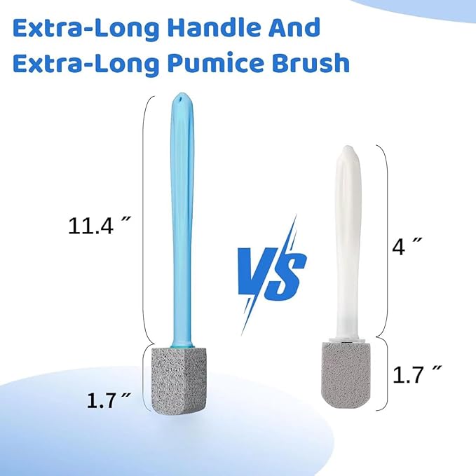 Pumice Stone Toilet Bowl Cleaner,Bathroom Cleaner Brush Toilet Wand Refills with 30CM Long Handle for Remove Hard Water Stains with 1 Wand+ Pumice Stones (10 Pack)