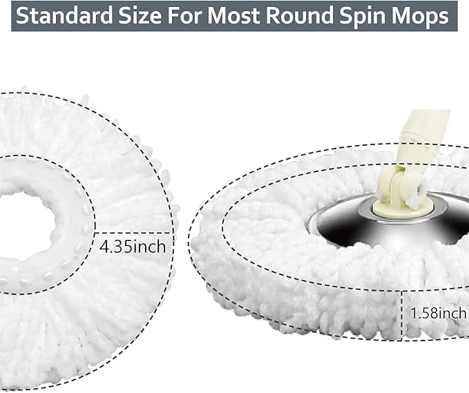 6 Pack Mop Heads Replacements Washable Microfiber Spin Mop Refill Cleaning Supplies for Home, Office, Industrial and Commercial Use,Compatible with Hurricane,Mopnado Spin Mop