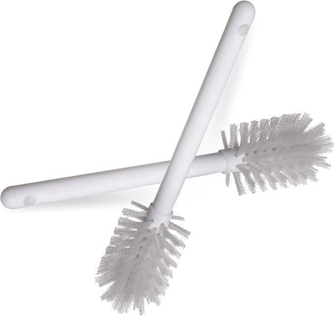SPARTA Large Water Bottle Brush Ideal for Wide-Mouth Jars, Bottles and Tumblers, Dishwashing Tool with Handle for Home and Commercial Kitchens, Plastic, 12 Inches, White, (Pack of 6)
