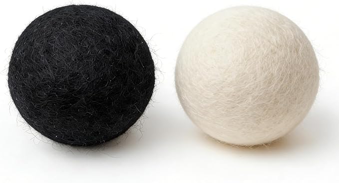 Wool Dryer Balls 6-Pack XL - Natural Reusable Laundry Fabric Softener, Reduces Wrinkles & Drying Time, Hypoallergenic, Leaves Fabrics Naturally Soft and Fluffy (Black)