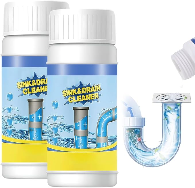 2026 New Multi-functional Sink & Drain Cleaner Powder, Quick Foaming Heavy Duty Clog Remover for Kitchen, Bathroom, Shower & Sewer Drains (2PCS)