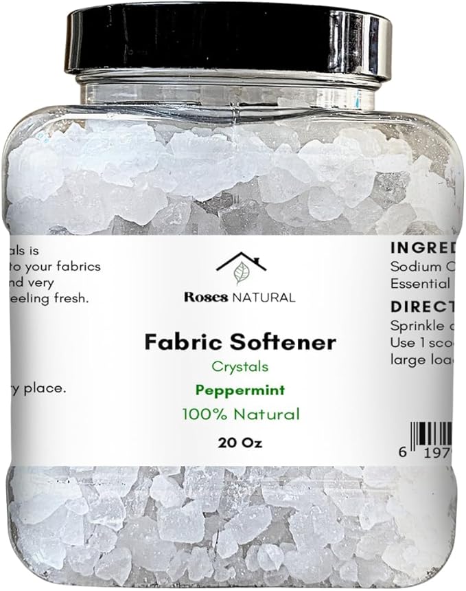 Peppermint Fabric Softener Crystals, (20 oz), Freshens and Softens Fabrics, Natural Peppermint Scent, In-Wash Fabric Beads, Non-Toxic, Made in the USA