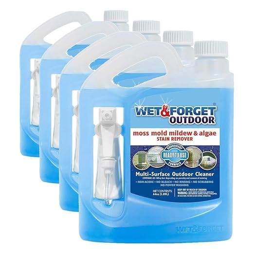Wet & Forget Outdoor Moss, Mold, Mildew, & Algae Stain Remover Multi-Surface Cleaner, Ready to Use, 64 Ounce (Pack of 4)