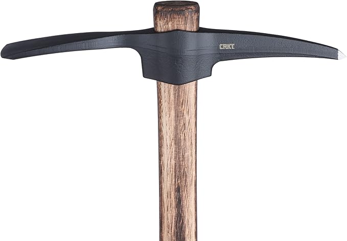 CRKT Chogan Mattock Outdoor Survival Axe: 1055 Carbon Steel Plain Edge Blade, Tennessee Hickory Handle, 2738