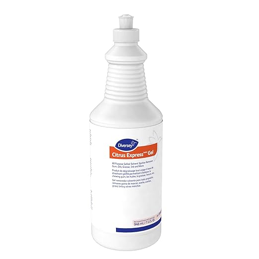Diversey 95002523 Citrus Express Gel, All Purpose Gel Solvent Spotter Removes Gum, Oils, Ink, Grease from Carpet & Hard Surfaces, Citrus Scent, 32-Ounce (Pack of 6)