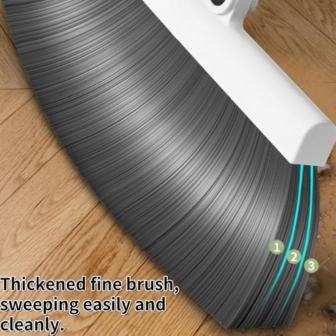 3 in 1 Broom and Dustpan Set with Adjustable Push Broom with 48.8“ Long Handle for Floor Sweeping Outdoor Indoor Sweeping Combo for Home & Kitchen (Blue)