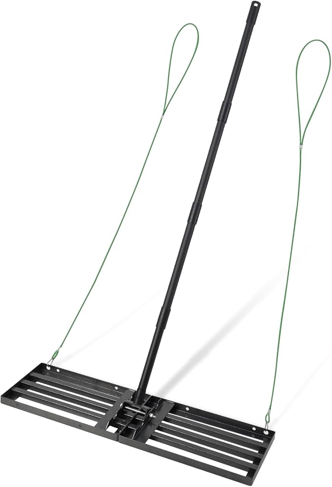 Pragmatist Lawn Leveling Rake, 34"x9.4" Leveling Rake 68" Leveler Tool Big Lawn Leveler Stainless Steel Landscaping Tool for Garden, Golf Lawn, Farm, Pasture, Yard Tool