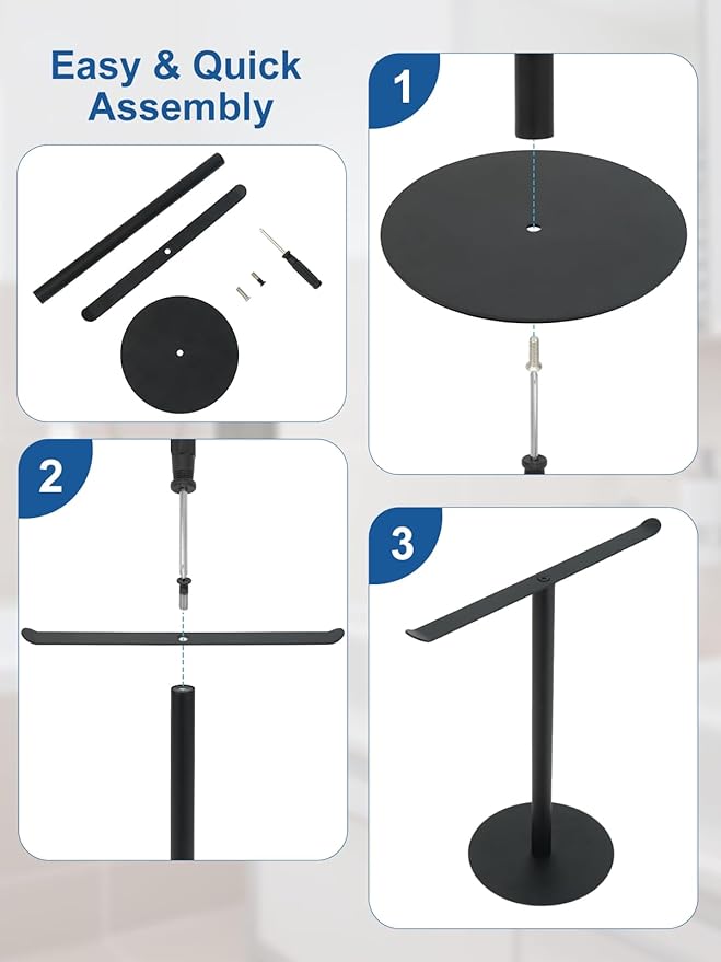 Haturi Hand Towel Holder for Bathroom, Freestanding T-Shaped Hand Towel Stand, Black Metal Countertop Towel Rack for Bathroom, Kitchen & Vanity