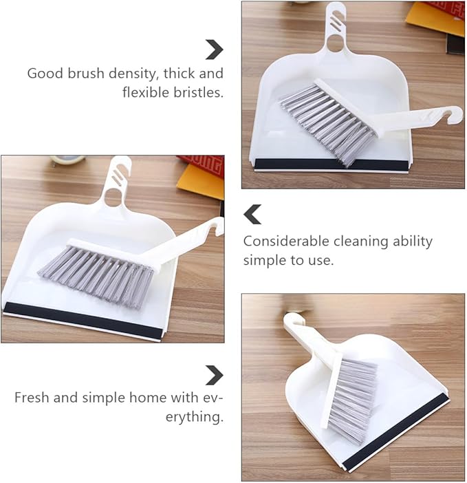 DOITOOL Mini Broom and Dustpan Set 2pcs Household Cleaning Brush for Kitchen and Desktop, White Mini Handheld Sweeping Tools for Home Cleaning Accessory
