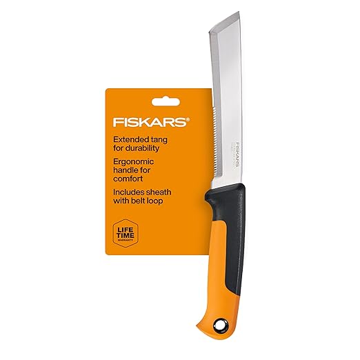 Fiskars Harvesting Knife, Gardening Gifts for Women, Serrated Edge Hand Tool with Sheath, Orange/Black