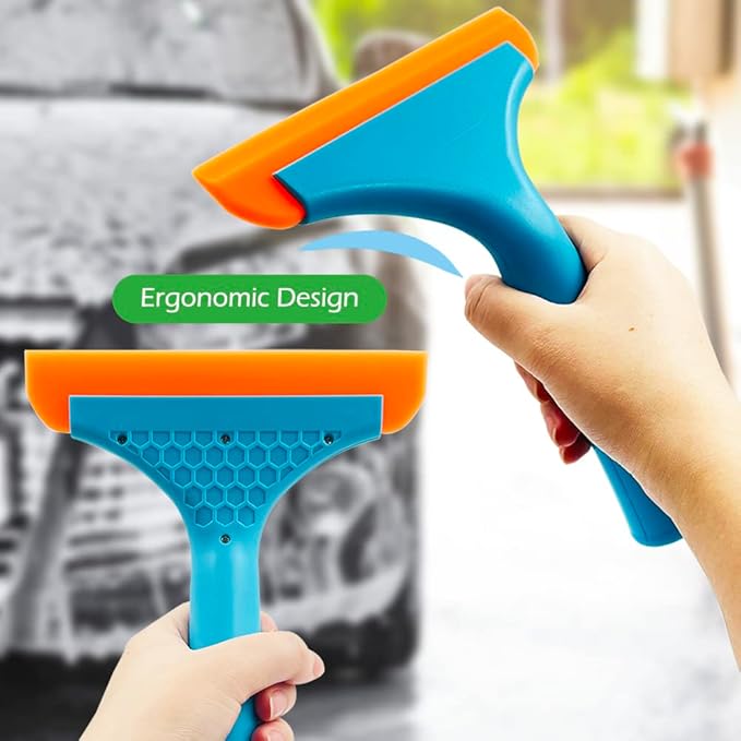3 Pcs Flexible Silicone Squeegee, FineGood 5.9” Blade Window Squeegee Shower Squeegee for Glass Doors, Car Windshield, Mirror, Window