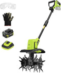 SnapFresh Cordless Tiller Cultivator, 20V Electric Garden Tiller with 4.0Ah Battery and Fast Charger, 300 RPM Battery Powered Rototiller, 9" Width 6.6" Depth, 3 Speed Handheld Tiller with Steel Tines