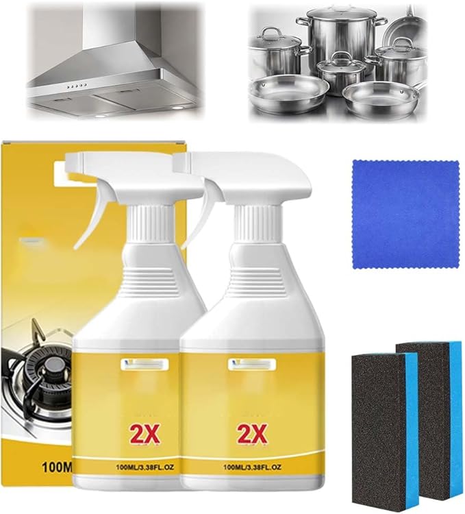 Drkicsy 2 Packs Kitchen Heavy Oil Cleaner Spray, Oven Cleaner Heavy Oil Stain Cleaner Kitchen Degreaser, All Purpose Heavy Duty Oil Cleaning Agent Foam Cleaner for Countertops and Appliances