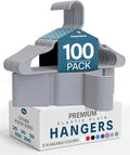 Utopia Home Plastic Hangers 100 Pack - Perfect Space Saving Clothes Hanger - Durable and Strong - Perfect Closet Organizers with Shoulder Grooves (Grey)