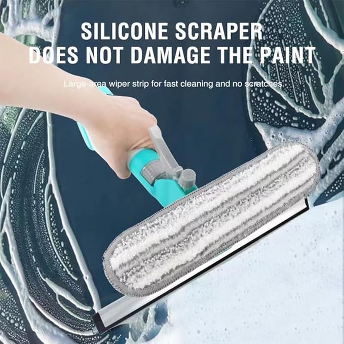 4 in 1 Window Cleaning Kit, Professional Window Vacuum Squeegee with Spray Bottle, Window Cleaner Brush Tools for Shower Wall Mirror Glass Car Windshield Countertop