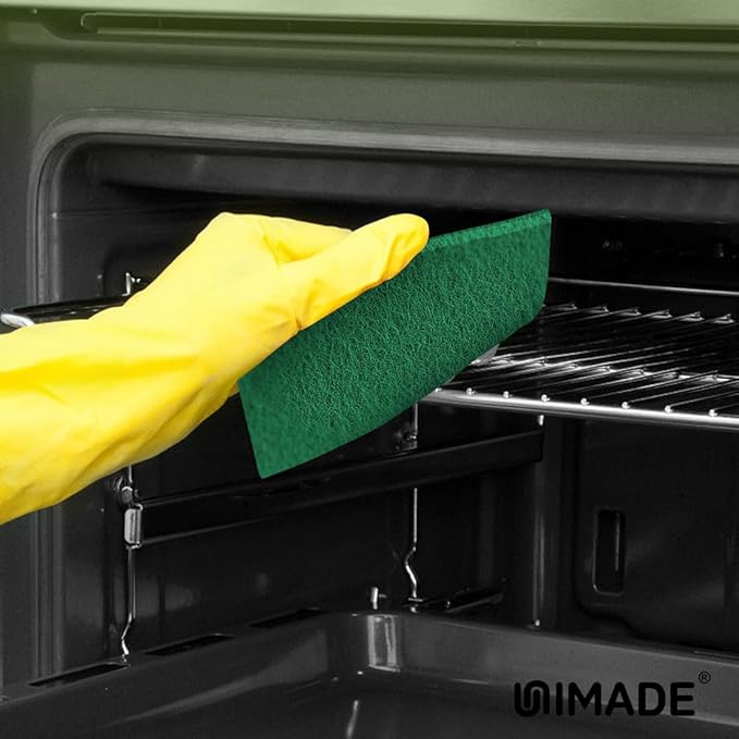 Heavy Duty Scouring Pads, 24Pcs Household Scour Pads for Kitchen, Garage and Outdoors, Reusable Dish Scrubber Pads for Pan and Metal Grill - Green