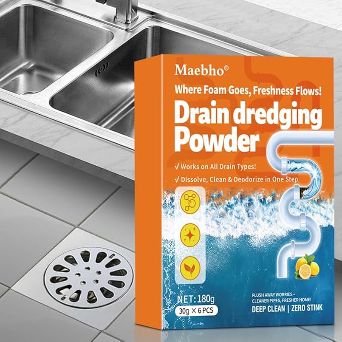 Powerful Sink Pipe Dredge Cleaner, 6 Pack Drain Cleaner Powder, Fast-Acting Foaming Portable Sink & Drain Cleaning Foam for Kitchen Toilet Pipe Dredging