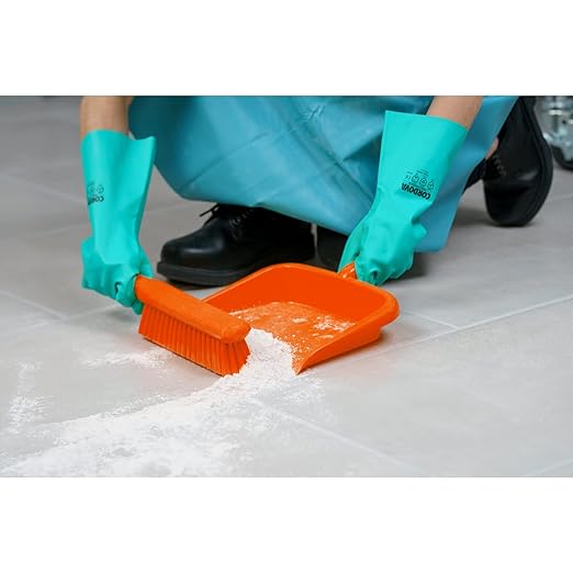 SPARTA Large Handheld Dustpan with Hanging Hole, Heavy-Duty Plastic Dustpan with Wide Lip for Countertops and Surfaces, Plastic, 10 Inches, Orange, (Pack of 12)