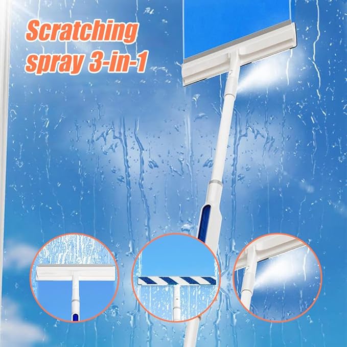 Squeegee for Window Cleaning with Spray, 2025 Upgrade Dual Side Mist Retractable Window Cleaner, Spray Window Cleaning Brooms, 3 in 1 Household Squeegees Window Cleaning Tool Kit