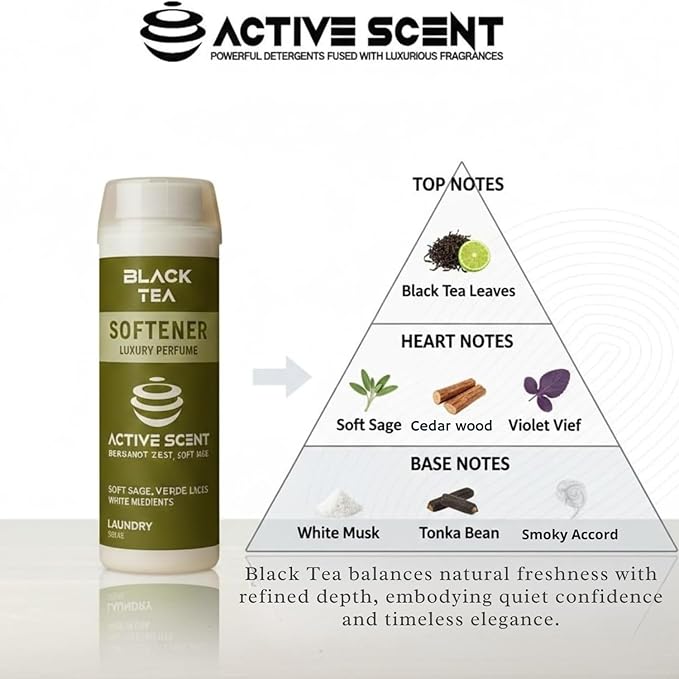 Indian Bergamot - Black Tea Luxury Fabric Softener – 1 Liter (33.8 fl oz) – Sophisticated Black Tea Perfume-Inspired Softener, Long-Lasting Fragrance, Ultra-Soft Finish