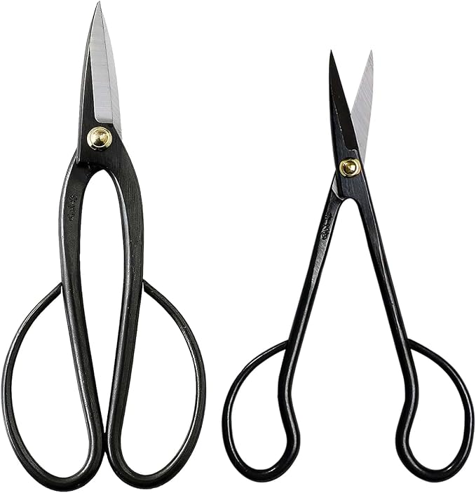 Wazakura Bonsai Pruning Scissors Tool Set - Japanese Trimming Shears Starter Kit - Ashinaga Bonsai Scissors & Satsuki Trimming Scissors