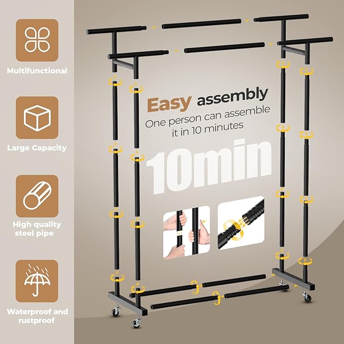 Abiglifty Double Rods Clothes Rack