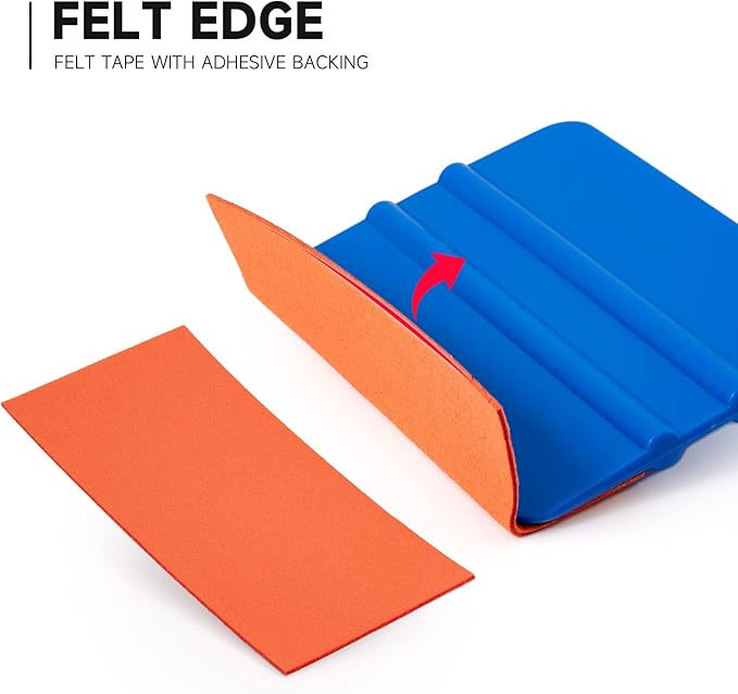 FOSHIO Micro Fiber Felt for Squeegee Edge Wrapping 2 Meters Length - Orange Suede Felt to Cover The Edges of Hard Card Squeegees