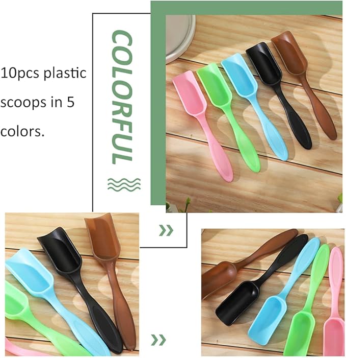10 PCS Plastic Mini Gardening Shovel Spoons Soil Scoops, Cultivation Digging Transplanting Gardening Tools for Succulents Potted Flowers, Bath Salt Spoons/Washing Powder Scoops/Loose Tea-Leaf Scoops