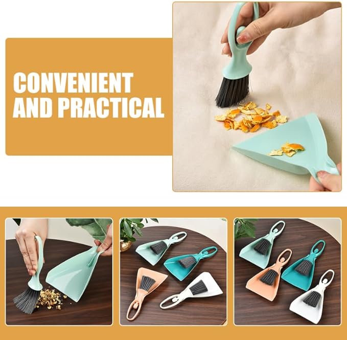 Cabilock Mini Dustpan and Brush Set, 4 Sets Small Broom and Dustpan Set, Desktop Cleaning Tool Accessories for Desktop Computer Keyboard Car Window
